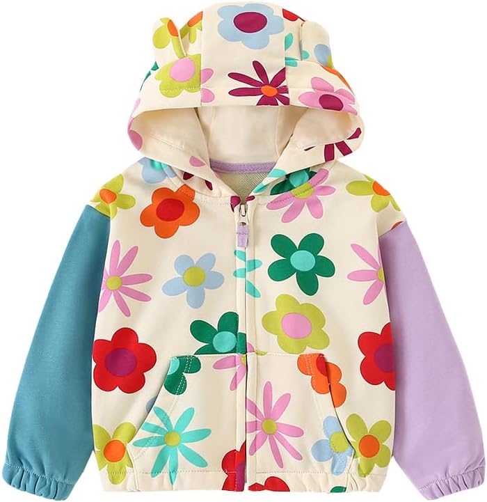 Jackets for Girls Zip Up Hoodie for Toddler Girl Kids Sweatshirt Clothes Cotton Lightweight Outerwear Top Fall Age 1-7 Years