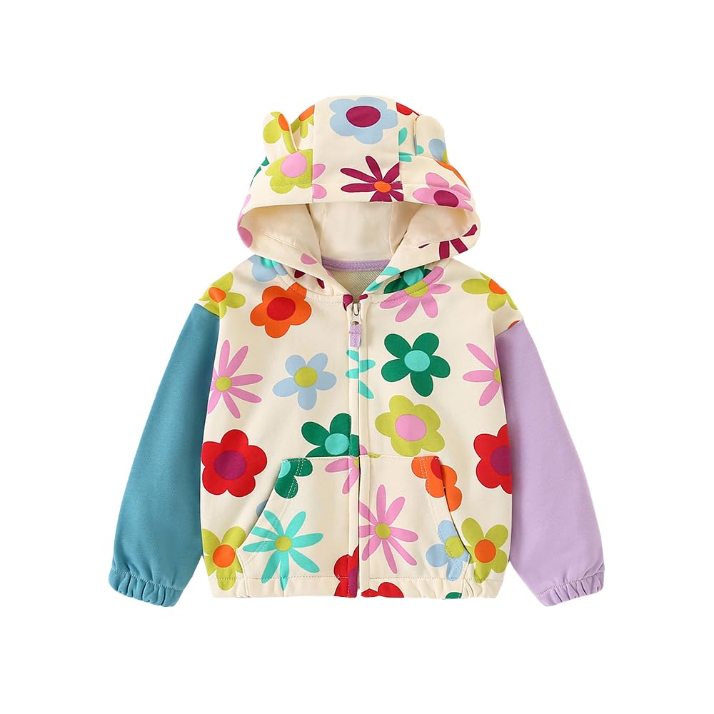 Jackets for Girls Zip Up Hoodie for Toddler Girl Kids Sweatshirt Clothes Cotton Lightweight Outerwear Top Fall Age 1-7 Years