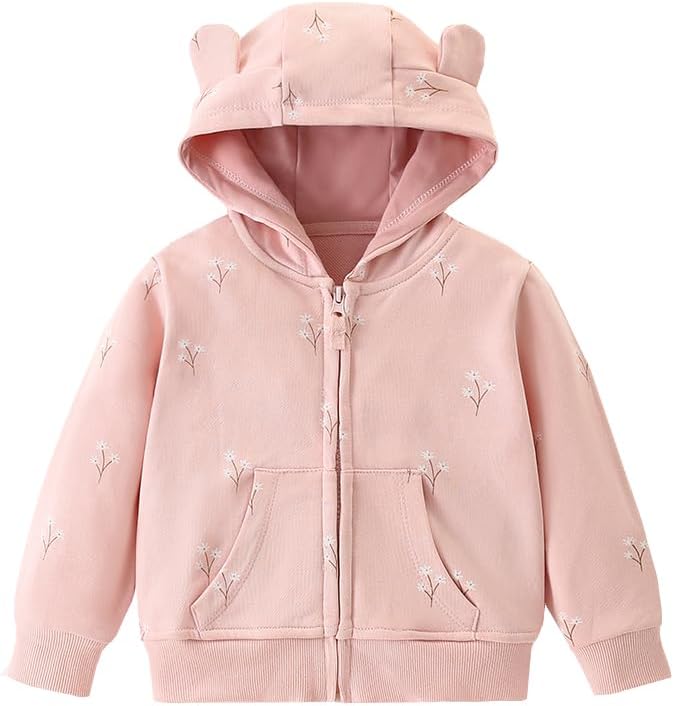 Jackets for Girls Zip Up Hoodie for Toddler Girl Kids Sweatshirt Clothes Cotton Lightweight Outerwear Top Fall Age 1-7 Years