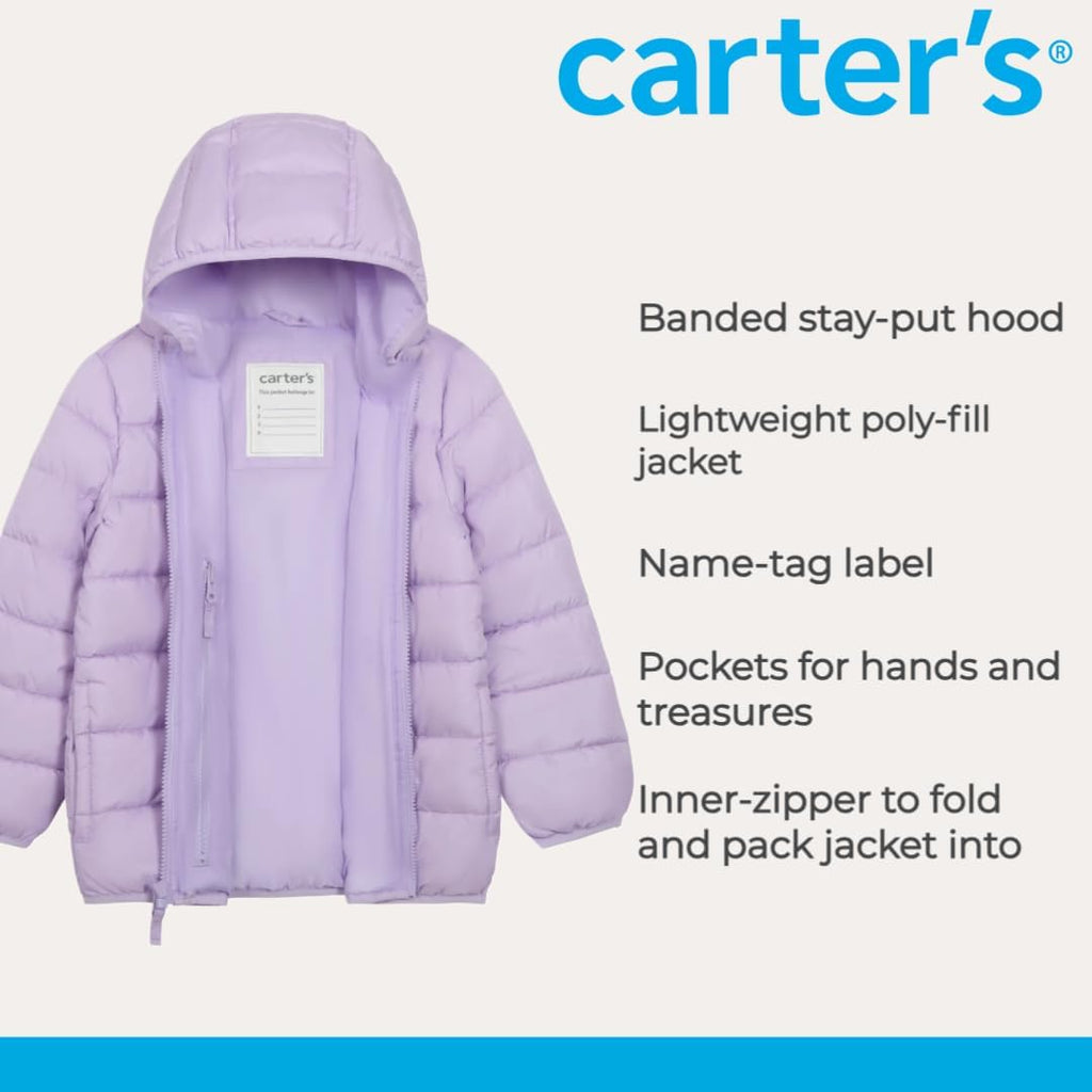 Carter's Girls' Stuff-a-Puff Packable Puffer Jacket