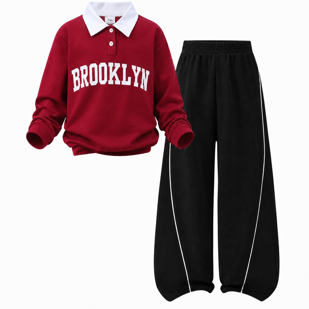 Tween Girl Clothes Mock Neck Long Sleeve Top & Bow Wide Leg Pants 2PCS Fall Winter Outfits Set 7-14Y