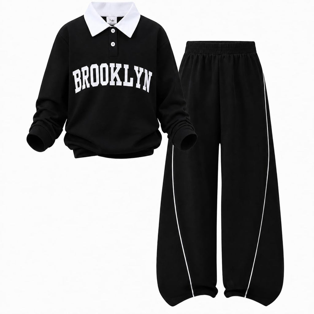 Tween Girl Clothes Mock Neck Long Sleeve Top & Bow Wide Leg Pants 2PCS Fall Winter Outfits Set 7-14Y