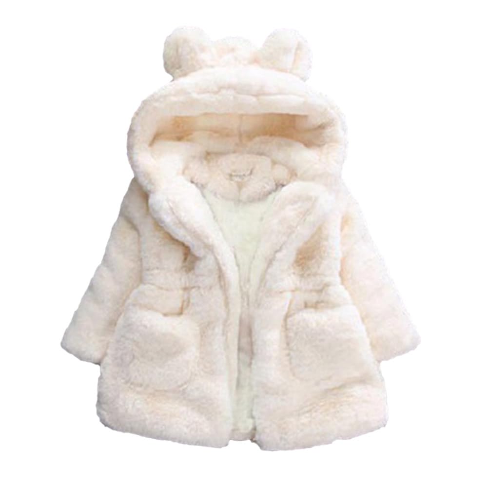 AiWMGL Kids Girls Winter Warm Coats Jacket Clothes Outwear Overcoat Ear Hooded Faux Fur Thicken Fleece Toddler