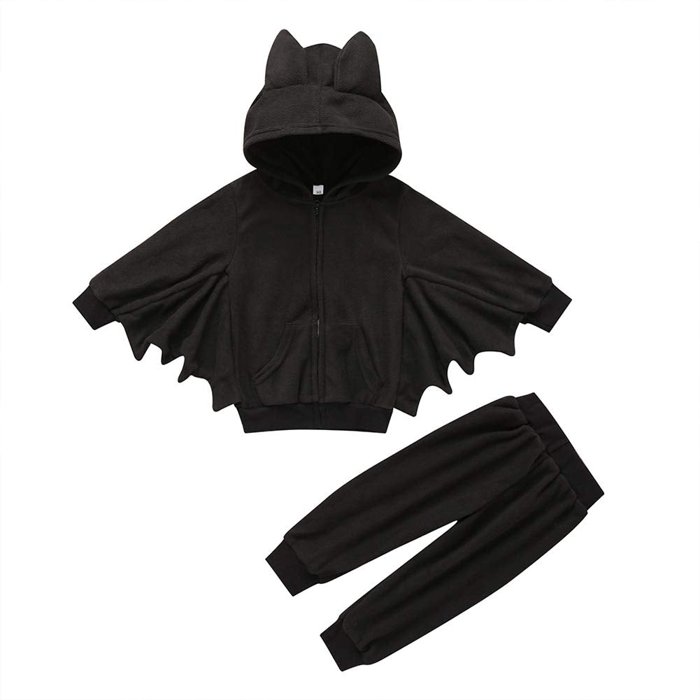 Weixinbuy Toddler Baby Boy's Girl's Halloween Costume Bat Style Cosplay Clothes Set Winter Outerwear Hooded Coat