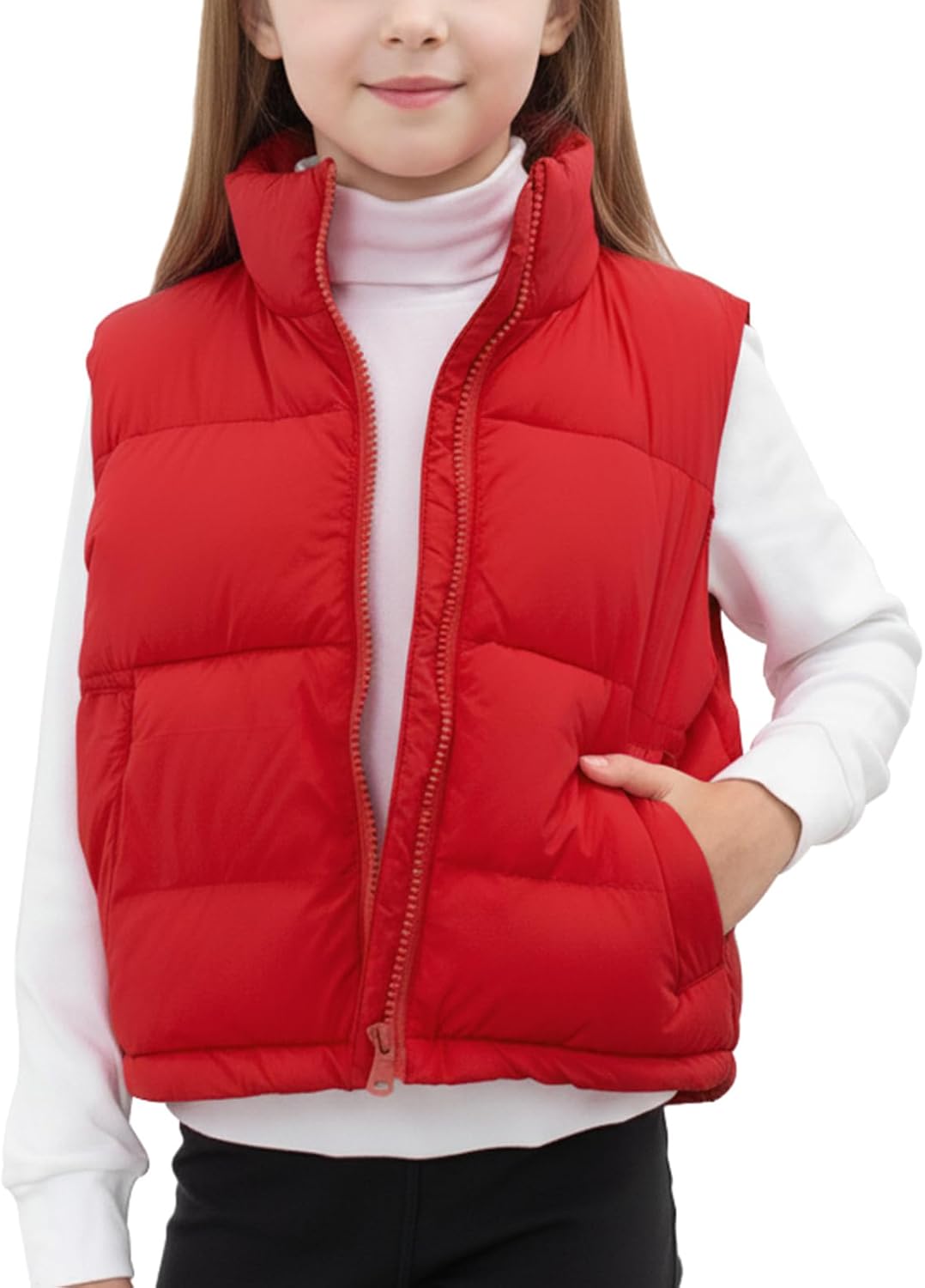 Noomelfish Girls Puffer Vest Kids Winter Warm Quilted Padded Outerwear Sleeveless Jacket Coat (5-14 Years)