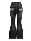 SweatyRocks Girl's Y2K Flare Jeans Rhinestone Butterfly Denim Trousers