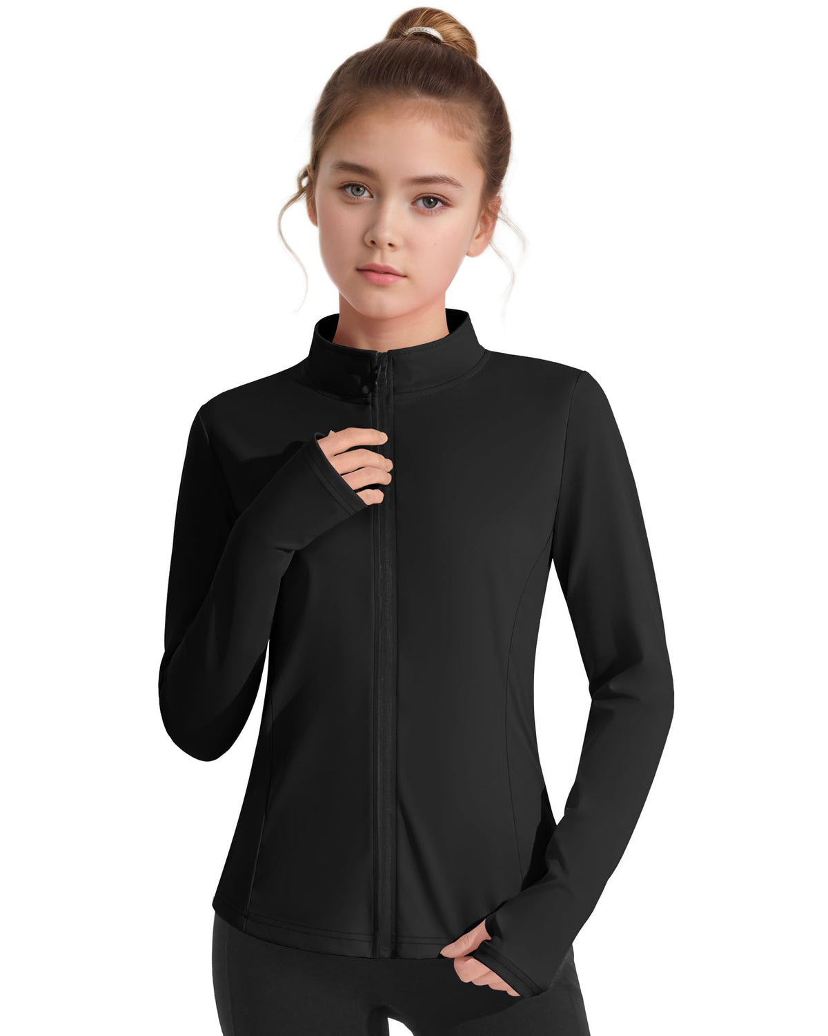 JOCMIC Girls Zip Up Jacket Horse Riding Shirts Kids Athletic Yoga Jackets