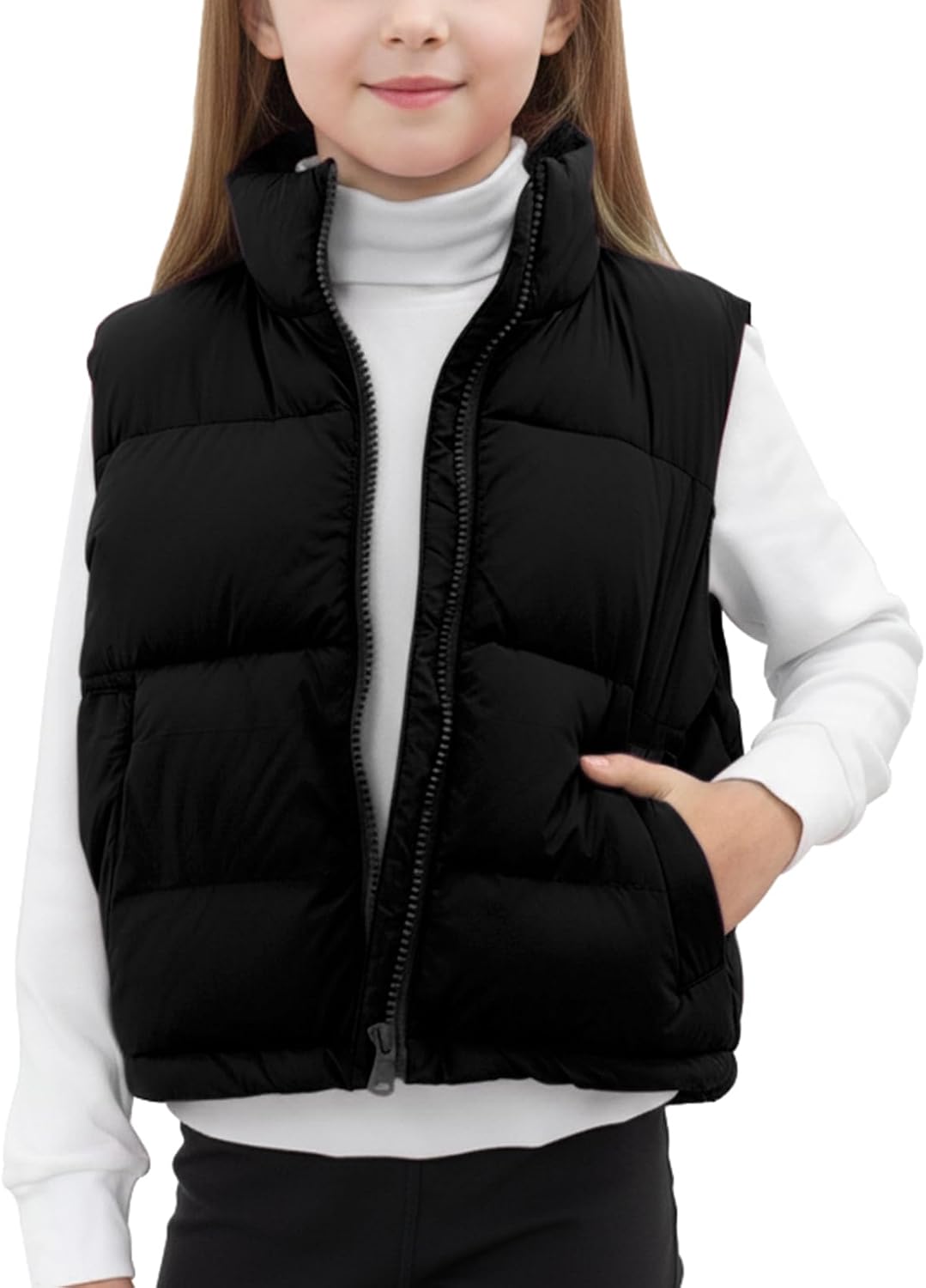 Noomelfish Girls Puffer Vest Kids Winter Warm Quilted Padded Outerwear Sleeveless Jacket Coat (5-14 Years)