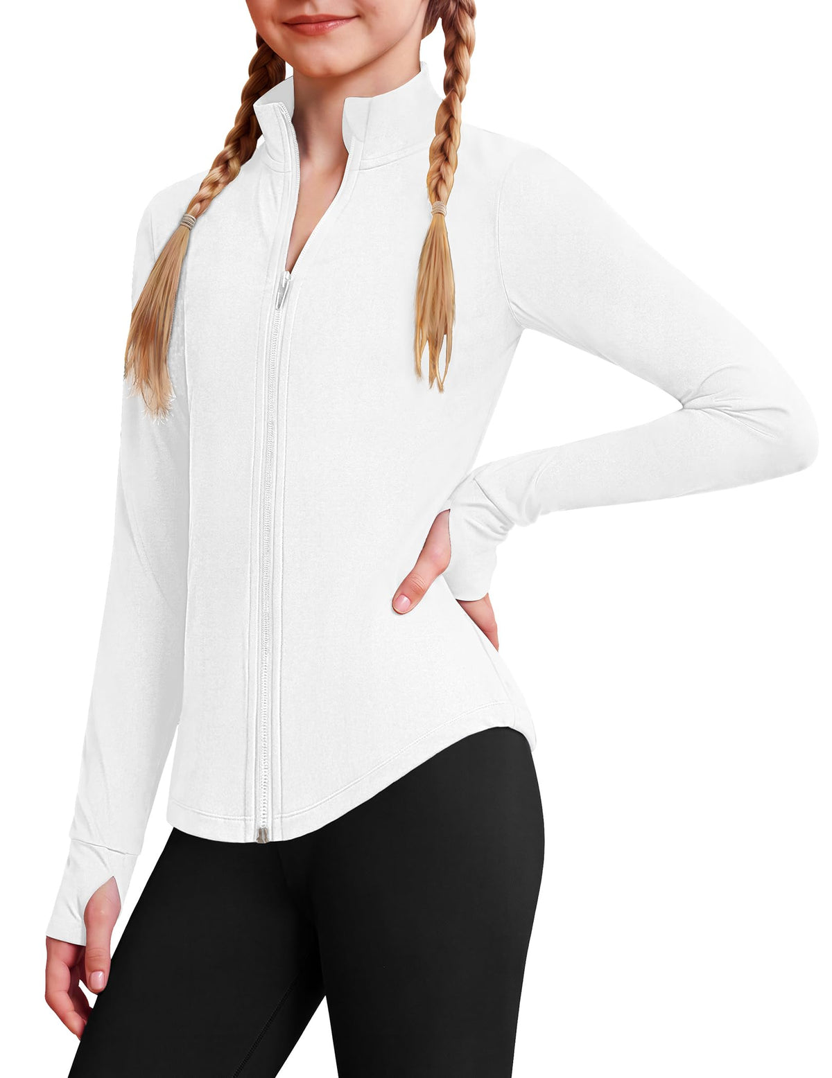 Arshiner Girls Zip Up Athletic Jacket Kids Lightweight Horse Riding Shirts