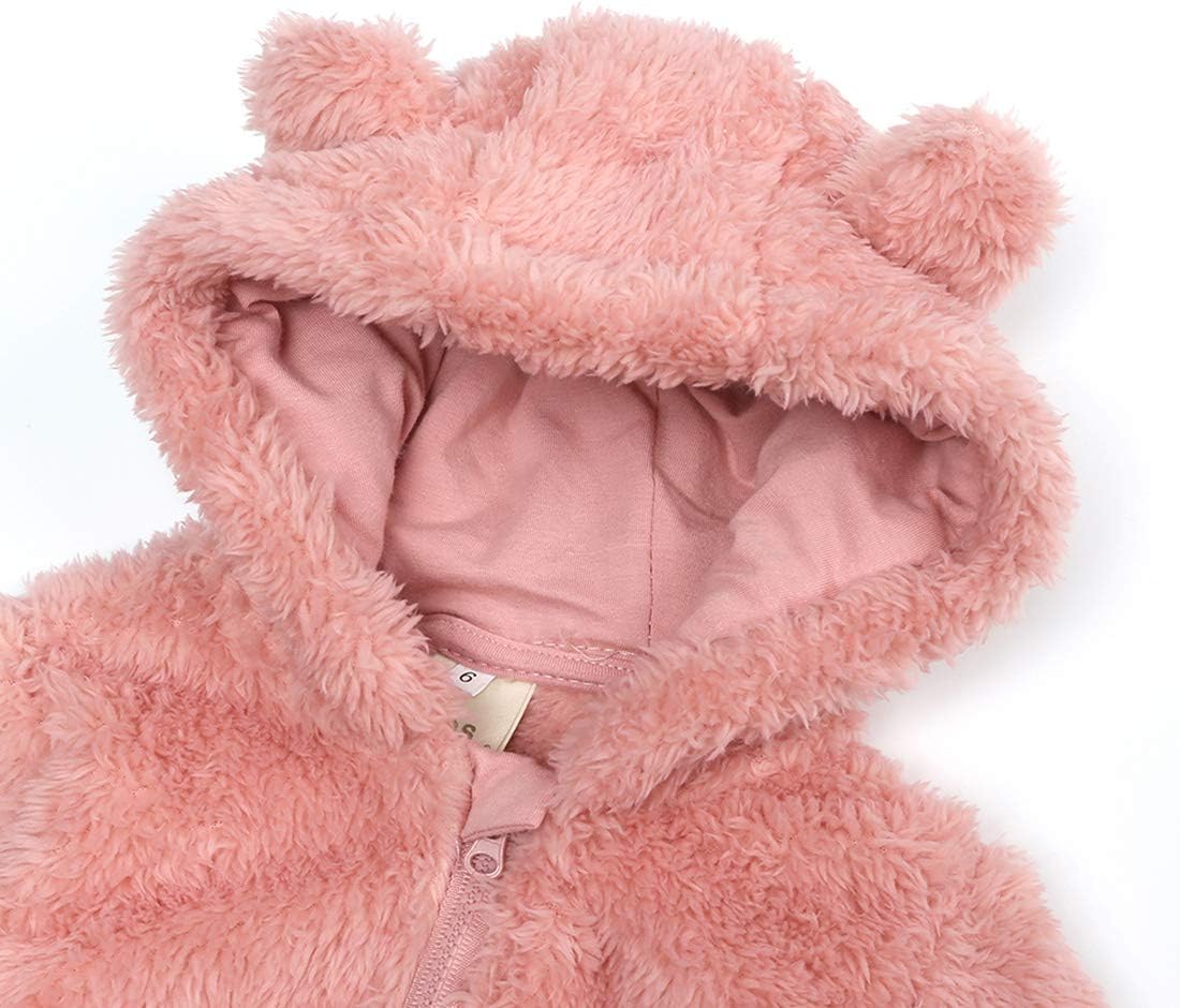 Babymine Newborn Baby Bear Fleece Hooded Romper Fall Warm Outfit Clothes