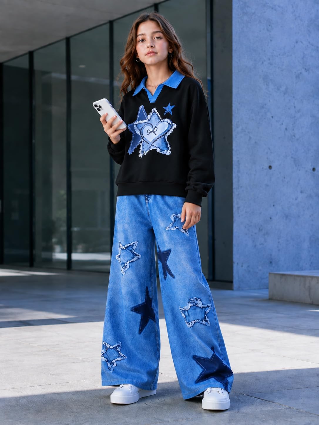 Tween Girl Clothes Mock Neck Long Sleeve Top & Bow Wide Leg Pants 2PCS Fall Winter Outfits Set 7-14Y