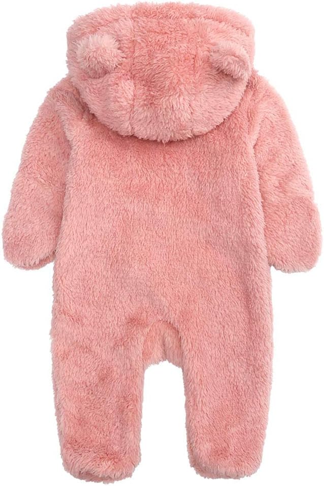 Babymine Newborn Baby Bear Fleece Hooded Romper Fall Warm Outfit Clothes