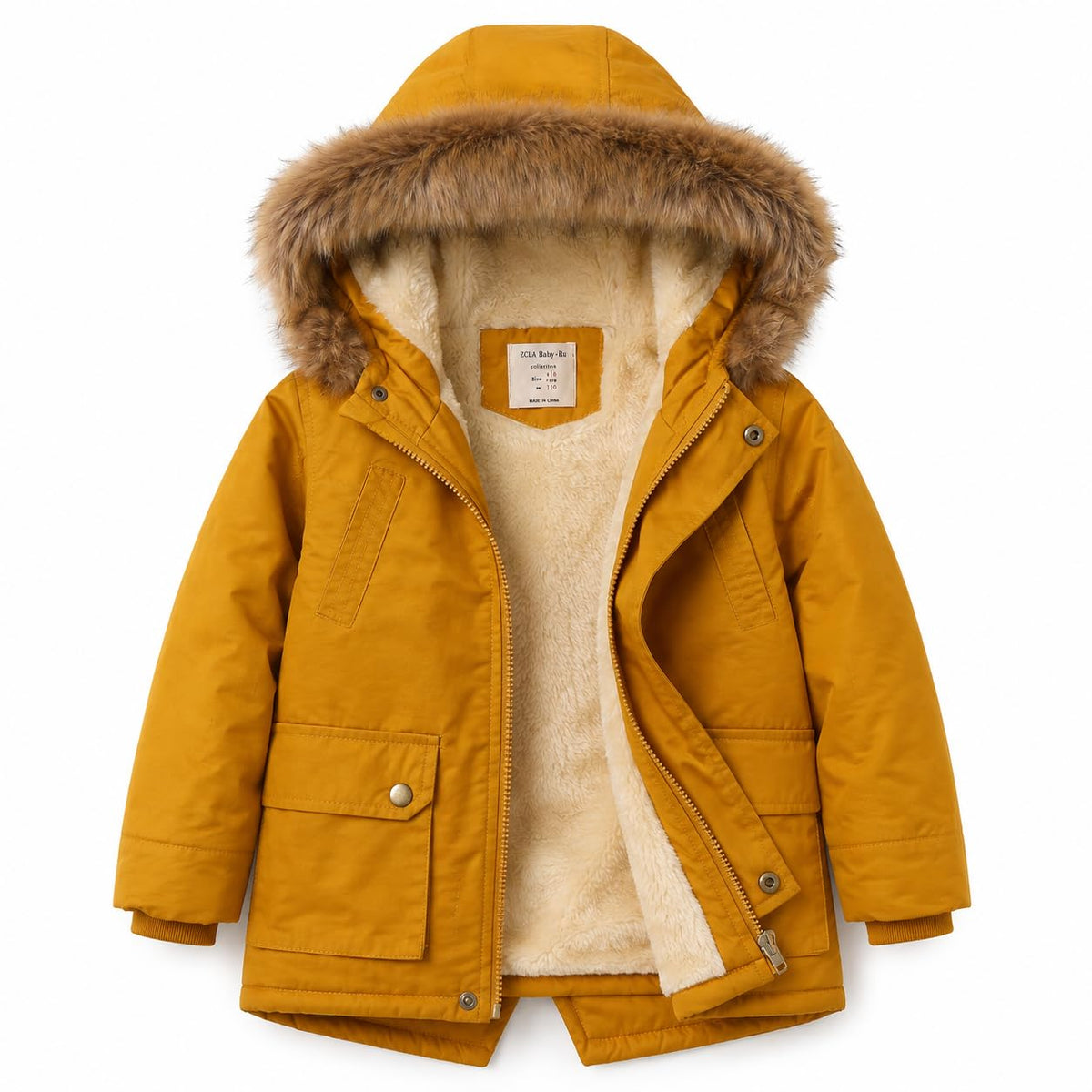 Kids Winter Jacket Puffer Coats Fleece Parka Boys Girls Outerwear