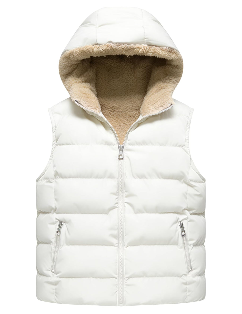 Yimoon Boys Girls Warm Puffer Vest Zip Up Fleece Lined Hooded Vest