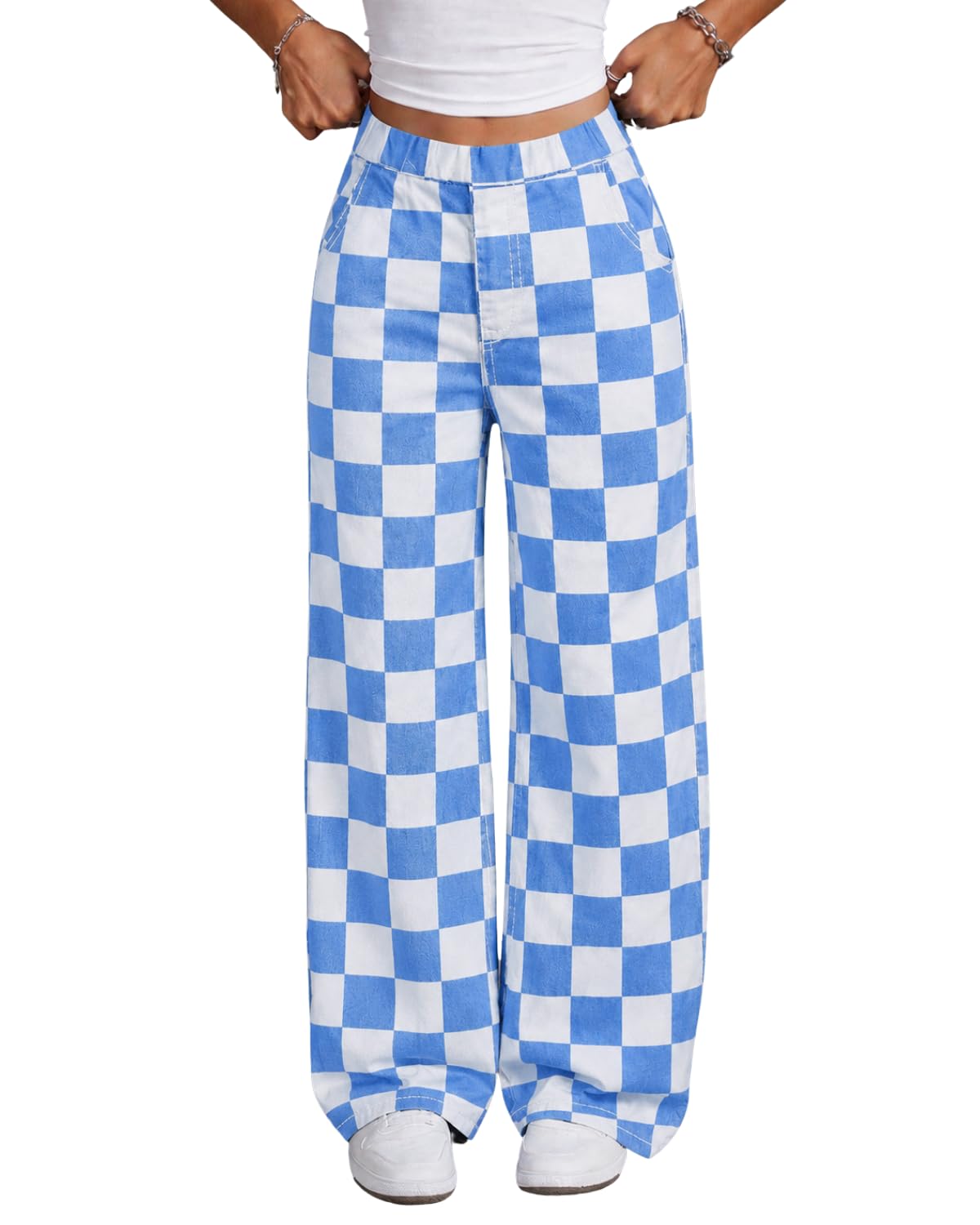 Azmxynol Girls Jeans Denim Cargo Pants Wide Leg Tween Girl High Waist Jean Pant, Size 9-16 Years