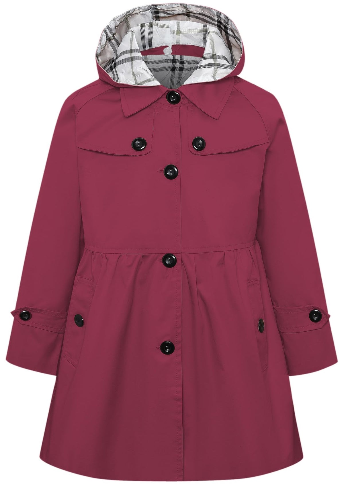 Betusline Girl's Single Breasted Trench Coat Hooded Dress Coat Outerwear