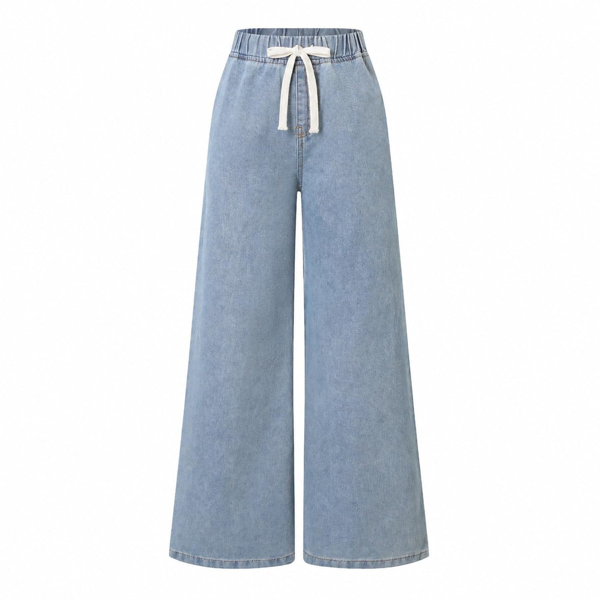 Teen Girls Wide Leg Jeans High Waist Drawstring Denim Pants with Pockets