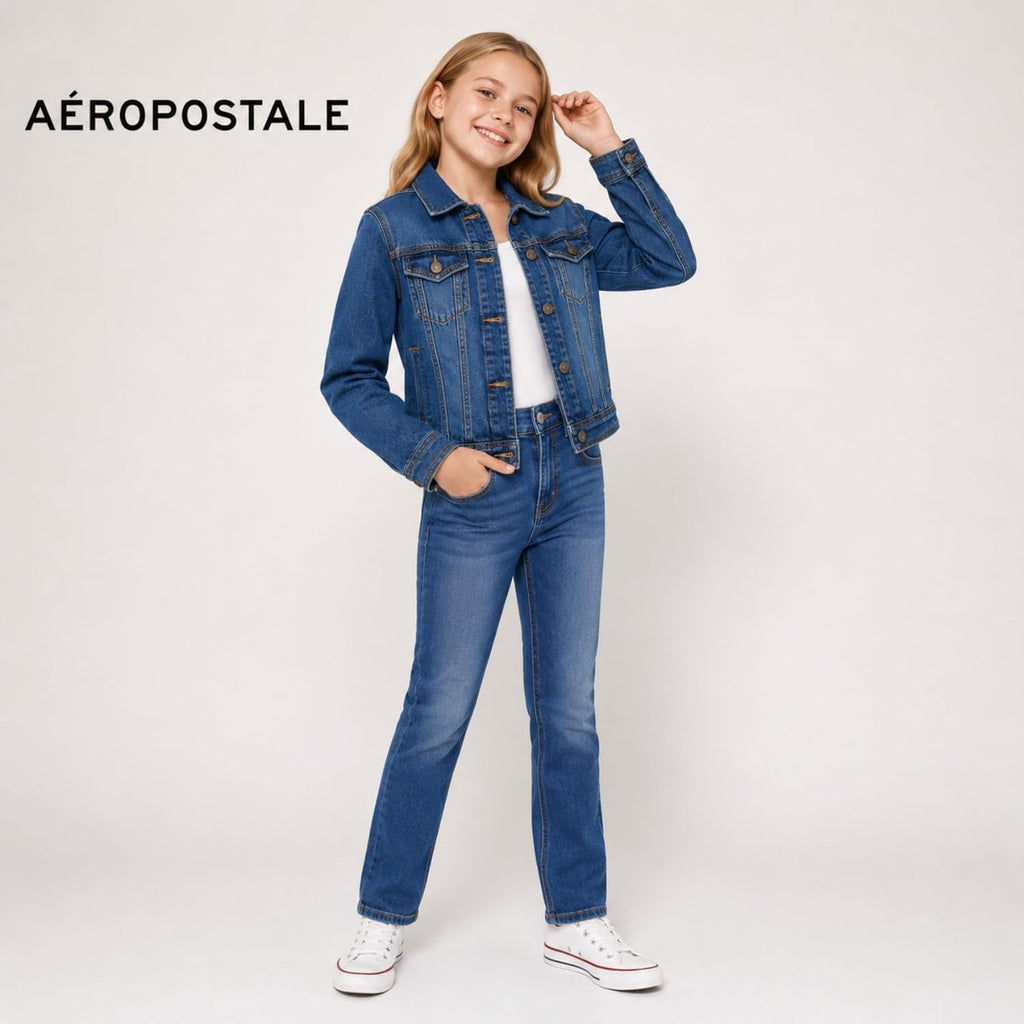AEROPOSTALE Girls Denim Jacket, Classic Jean Jacket, 100% Cotton, Size 4-16