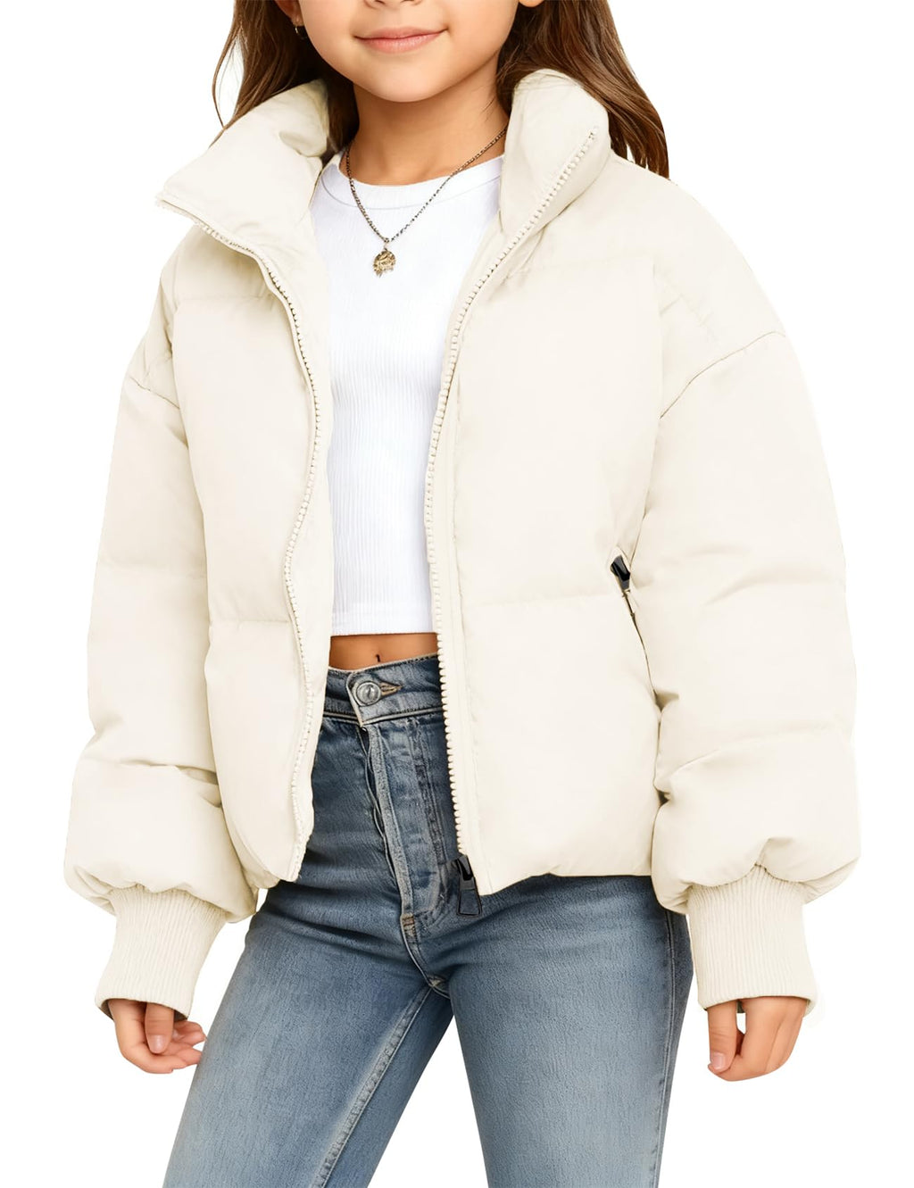 Gihuo Girls Winter Puffer Jacket Kids Warm Quilted Winter Coat