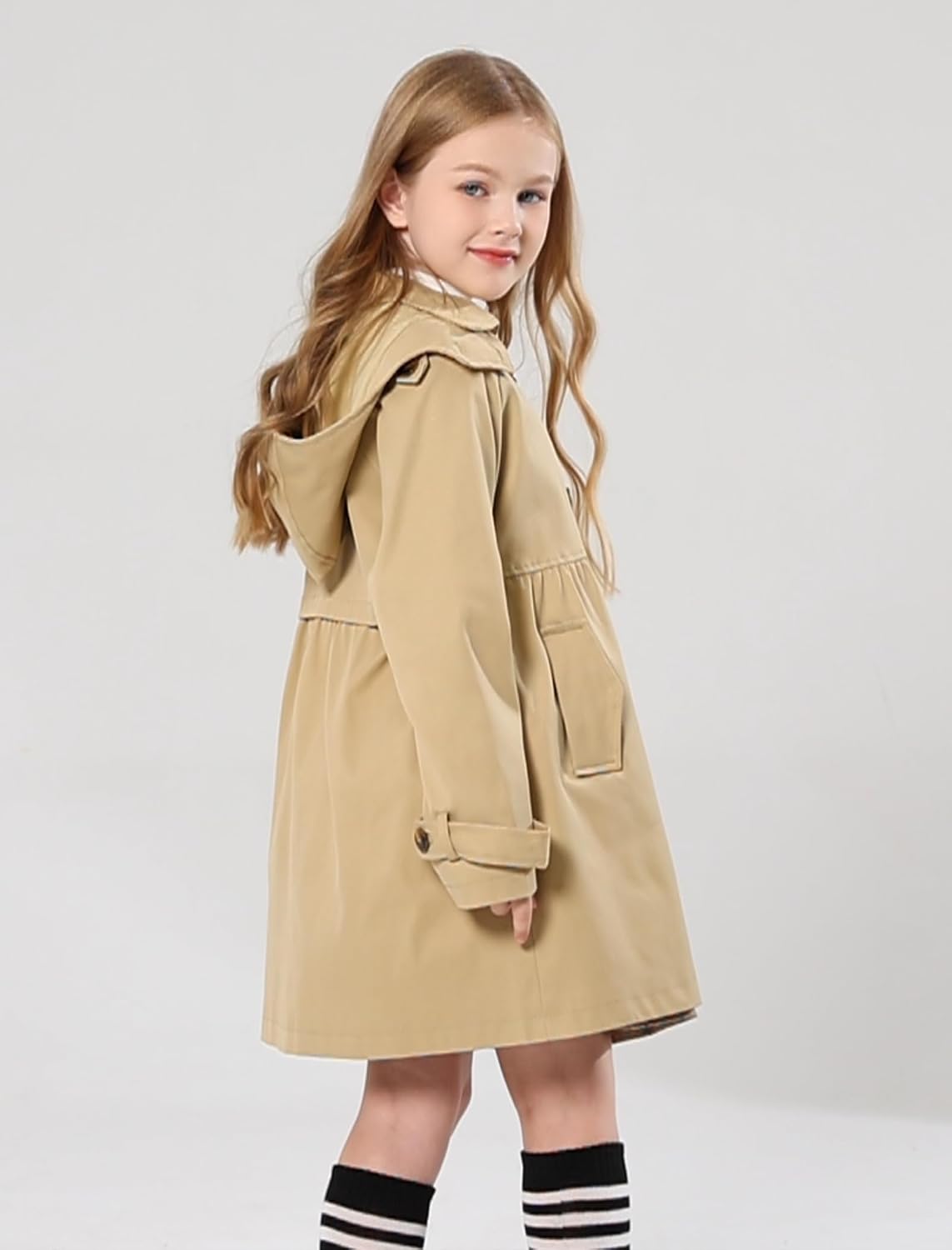 Girl's Trench Coat Hooded Waterproof rain jacket 6-14 Years