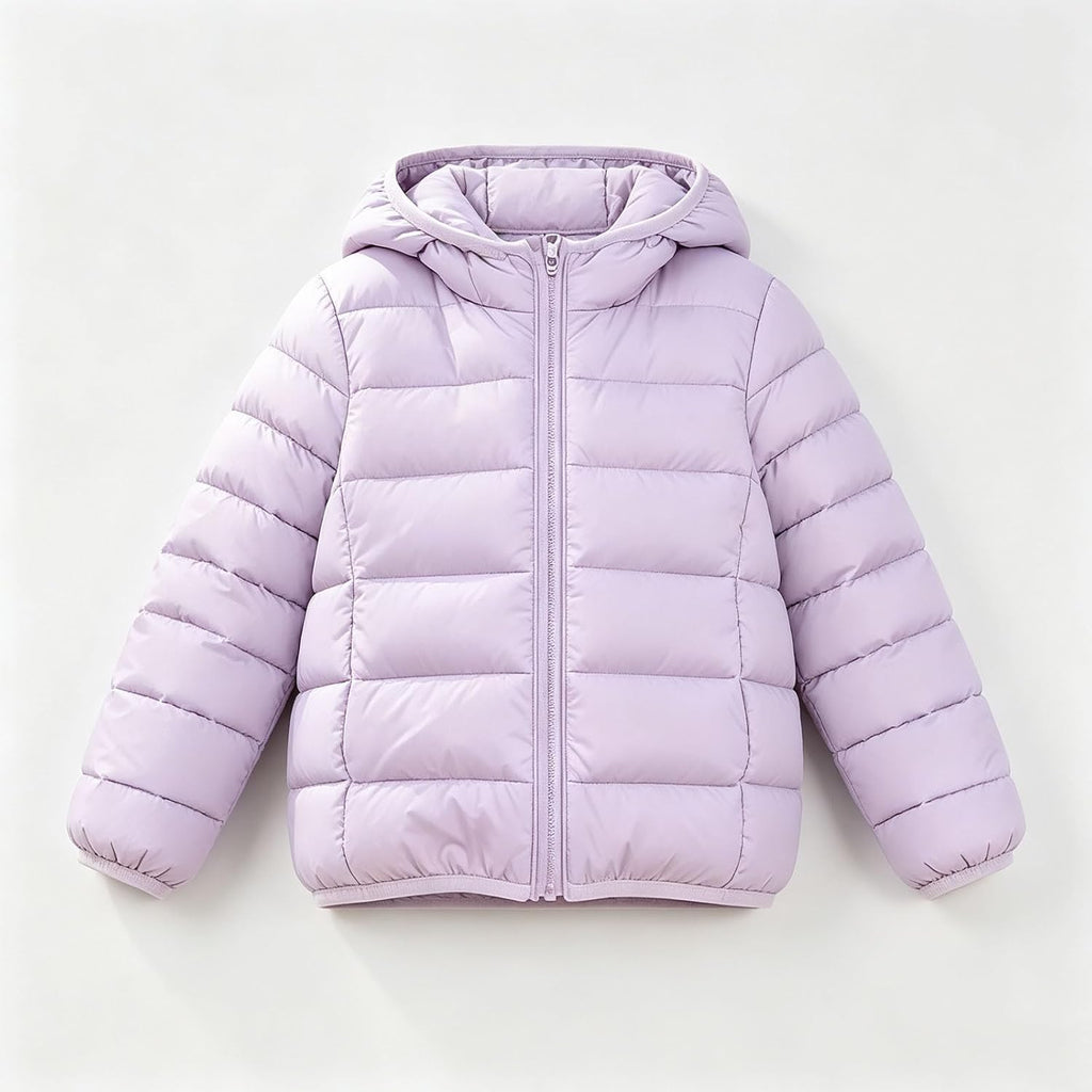 Girls Puffer Jacket Hooded Lightweight Coat Kids Winter Outerwear