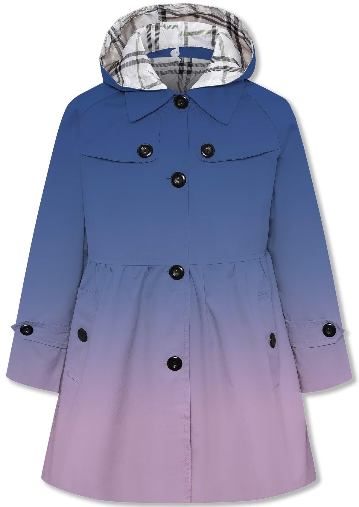 Betusline Girl's Single Breasted Trench Coat Hooded Dress Coat Outerwear