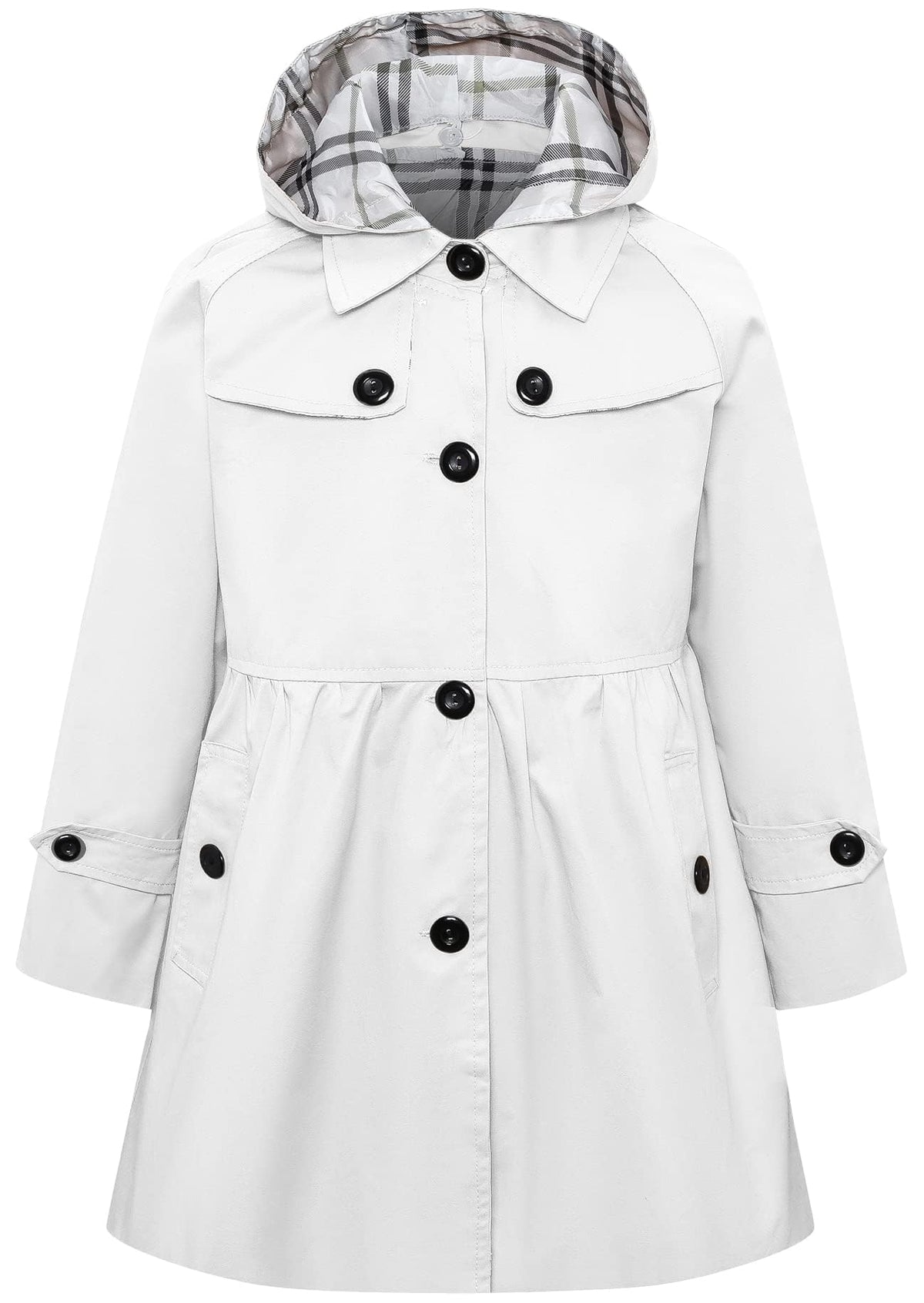 Betusline Girl's Single Breasted Trench Coat Hooded Dress Coat Outerwear