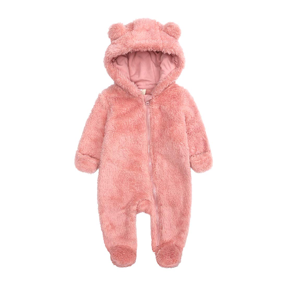 Babymine Newborn Baby Bear Fleece Hooded Romper Fall Warm Outfit Clothes