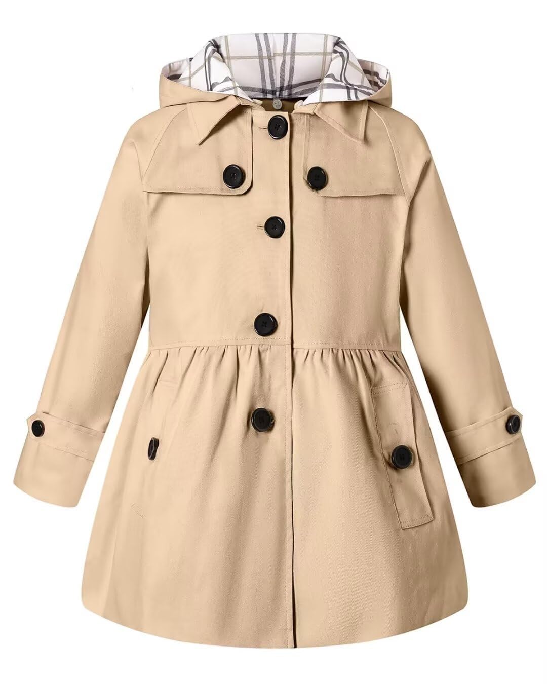 Girl's Hooded Single Breasted Trench Coat Outerwear