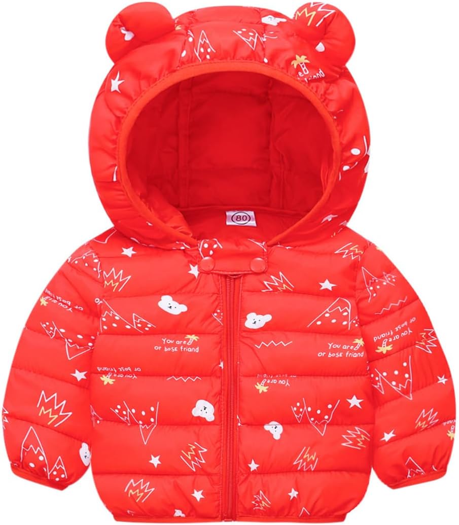 6M-4T Baby Boys Girls Winter Coats Hooded Toddler Kids Jacket