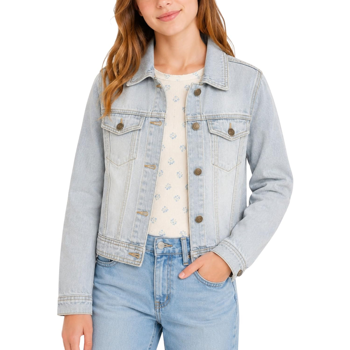 AEROPOSTALE Girls Denim Jacket, Classic Jean Jacket, 100% Cotton, Size 4-16