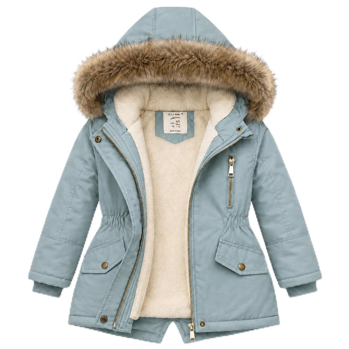 Kids Winter Jacket Puffer Coats Fleece Parka Boys Girls Outerwear