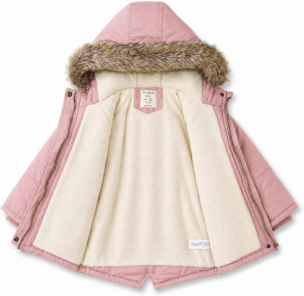 Kids Winter Jacket Puffer Coats Fleece Parka Boys Girls Outerwear