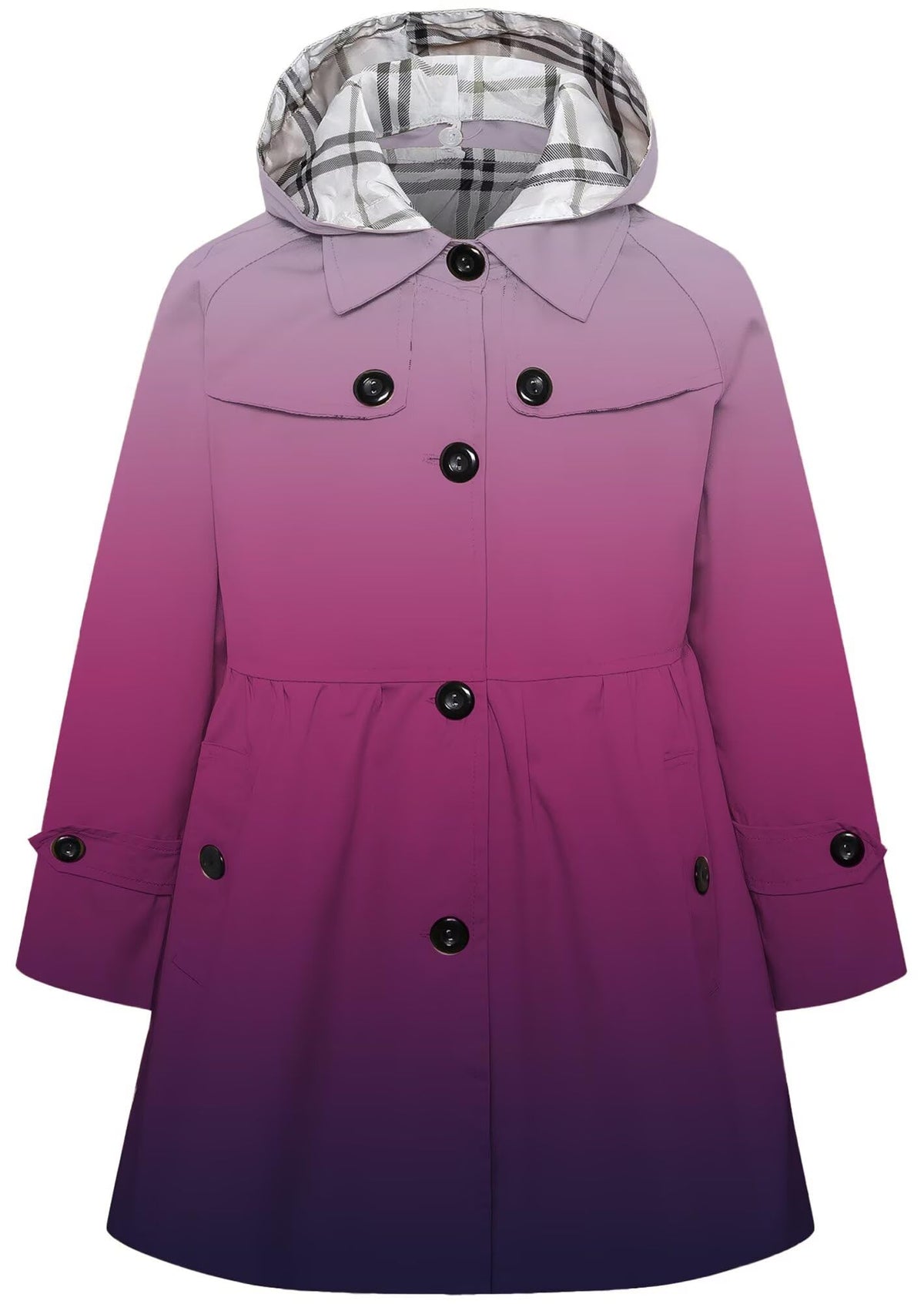 Betusline Girl's Single Breasted Trench Coat Hooded Dress Coat Outerwear