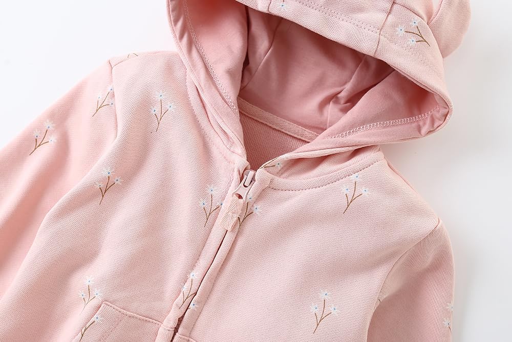 Jackets for Girls Zip Up Hoodie for Toddler Girl Kids Sweatshirt Clothes Cotton Lightweight Outerwear Top Fall Age 1-7 Years