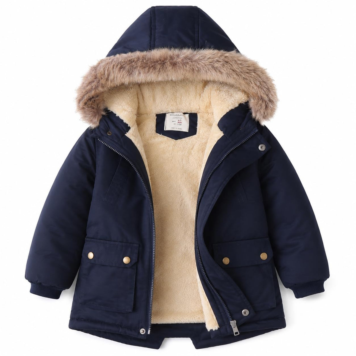 Kids Winter Jacket Puffer Coats Fleece Parka Boys Girls Outerwear