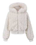Girls Fleece Jacket Zip Up Sherpa Faux Fur Hood Outwear Winter Coat 8-13
