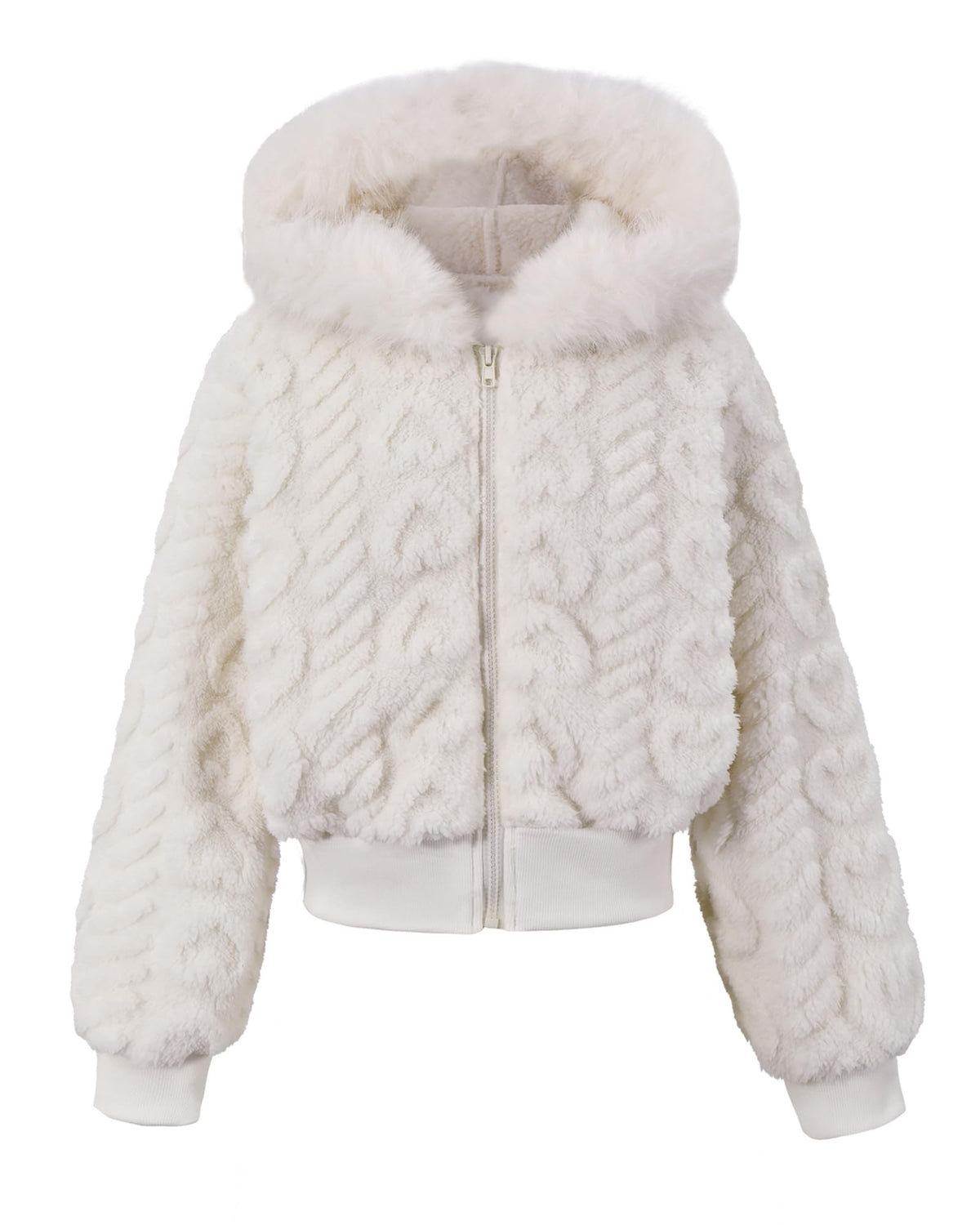 Girls Fleece Jacket Zip Up Sherpa Faux Fur Hood Outwear Winter Coat 8-13