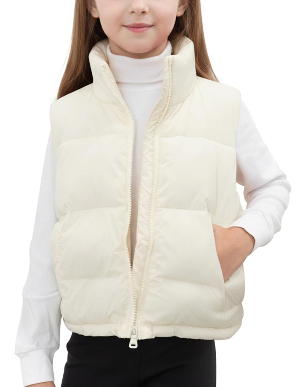 Noomelfish Girls Puffer Vest Kids Winter Warm Quilted Padded Outerwear Sleeveless Jacket Coat (5-14 Years)
