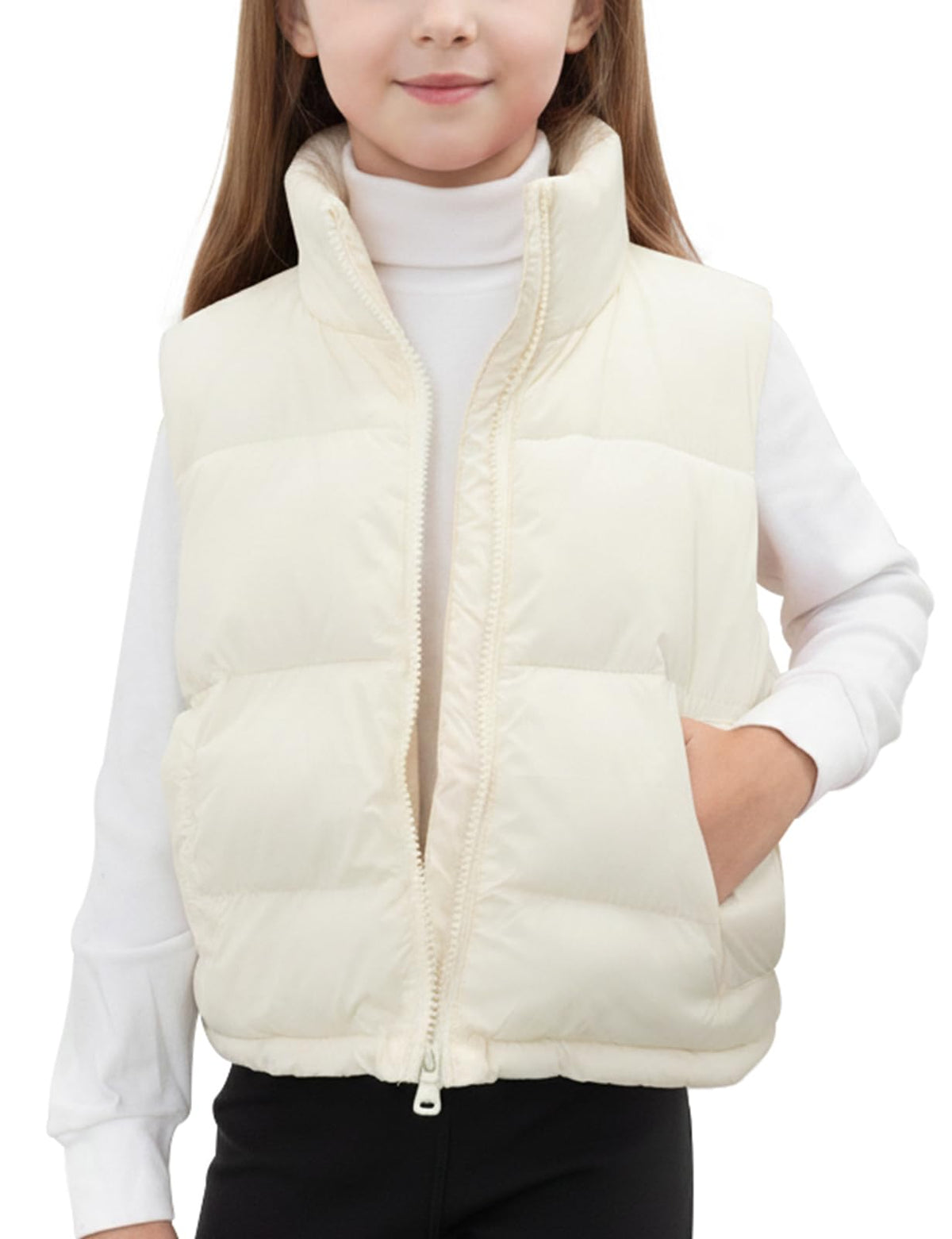 Noomelfish Girls Puffer Vest Kids Winter Warm Quilted Padded Outerwear Sleeveless Jacket Coat (5-14 Years)