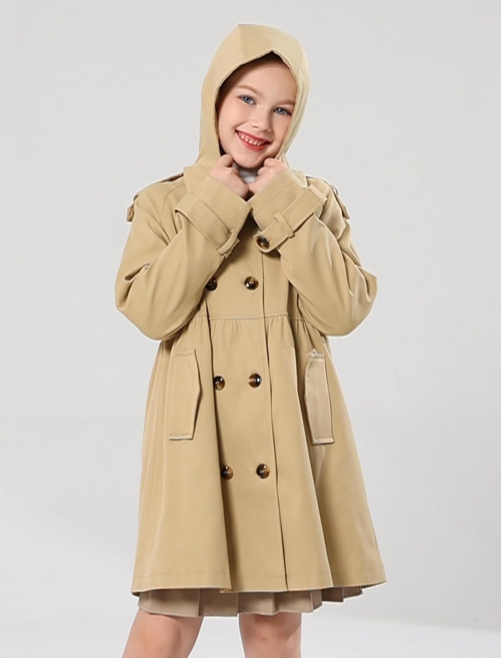 Girl's Trench Coat Hooded Waterproof rain jacket 6-14 Years
