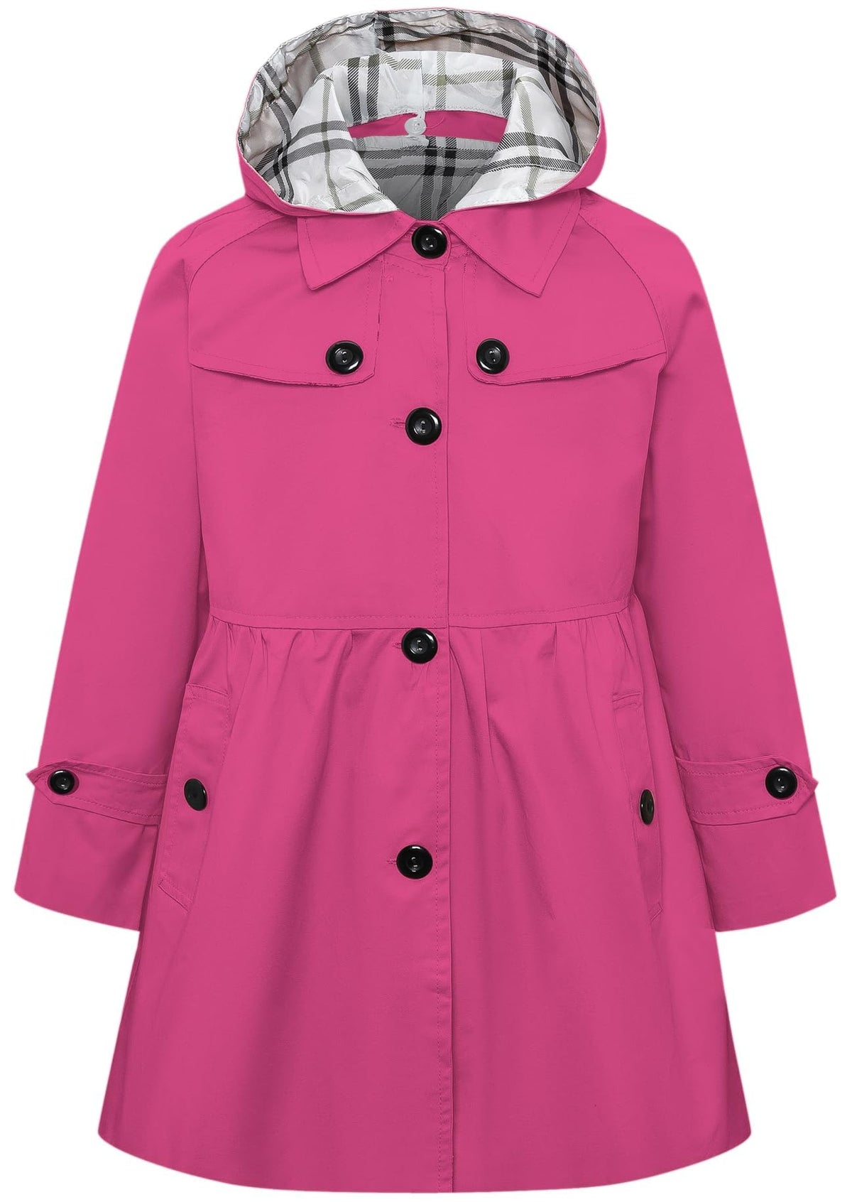 Betusline Girl's Single Breasted Trench Coat Hooded Dress Coat Outerwear