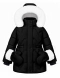 Girls Winter Coat, Faux Fur Hooded Puffer Parka, Waterproof Warm Outerwear
