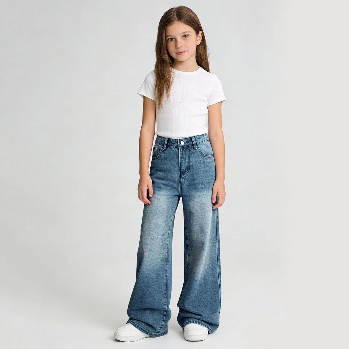 12-16Y Girls Jeans Teen Girl Clothes Baggy Wide Leg Cute Pants Retro Denim Pant Y2k Tween Outfits