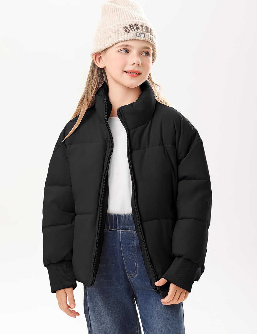 Gihuo Girls Winter Puffer Jacket Kids Warm Quilted Winter Coat