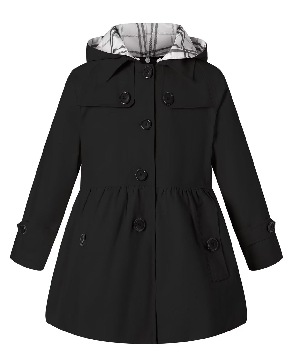 Girl's Hooded Single Breasted Trench Coat Outerwear