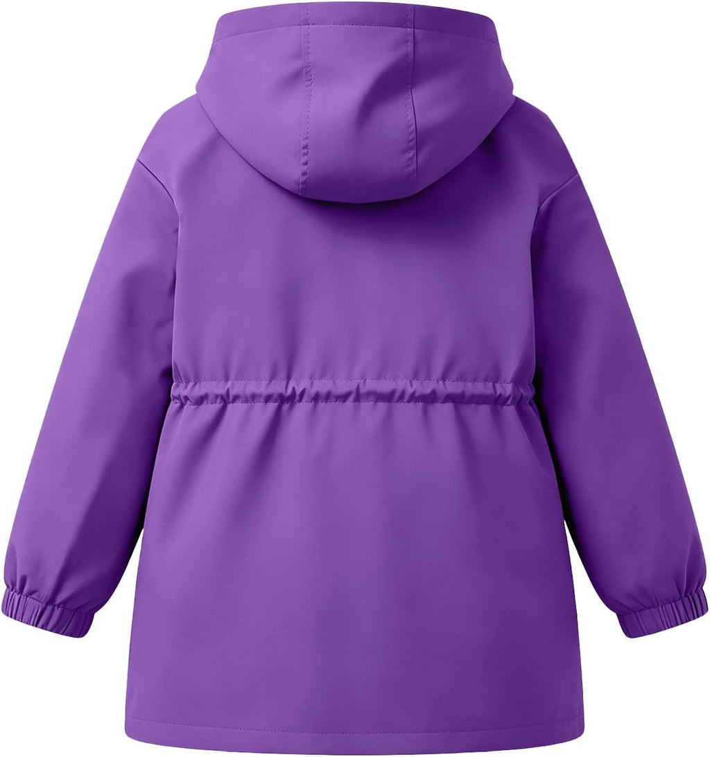 DASAYO Girls Rain Jacket Waterproof Lightweight Raincoat Hooded Windbreaker