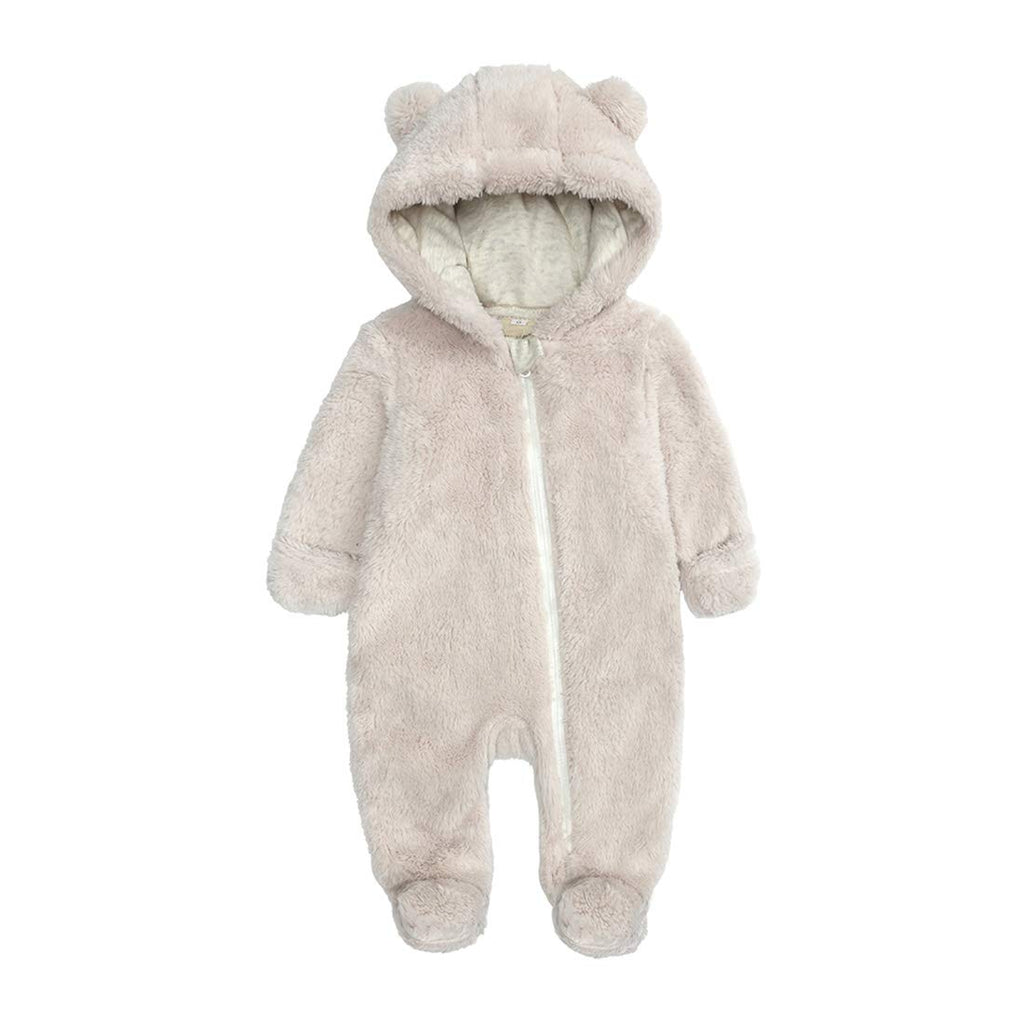 Babymine Newborn Baby Bear Fleece Hooded Romper Fall Warm Outfit Clothes