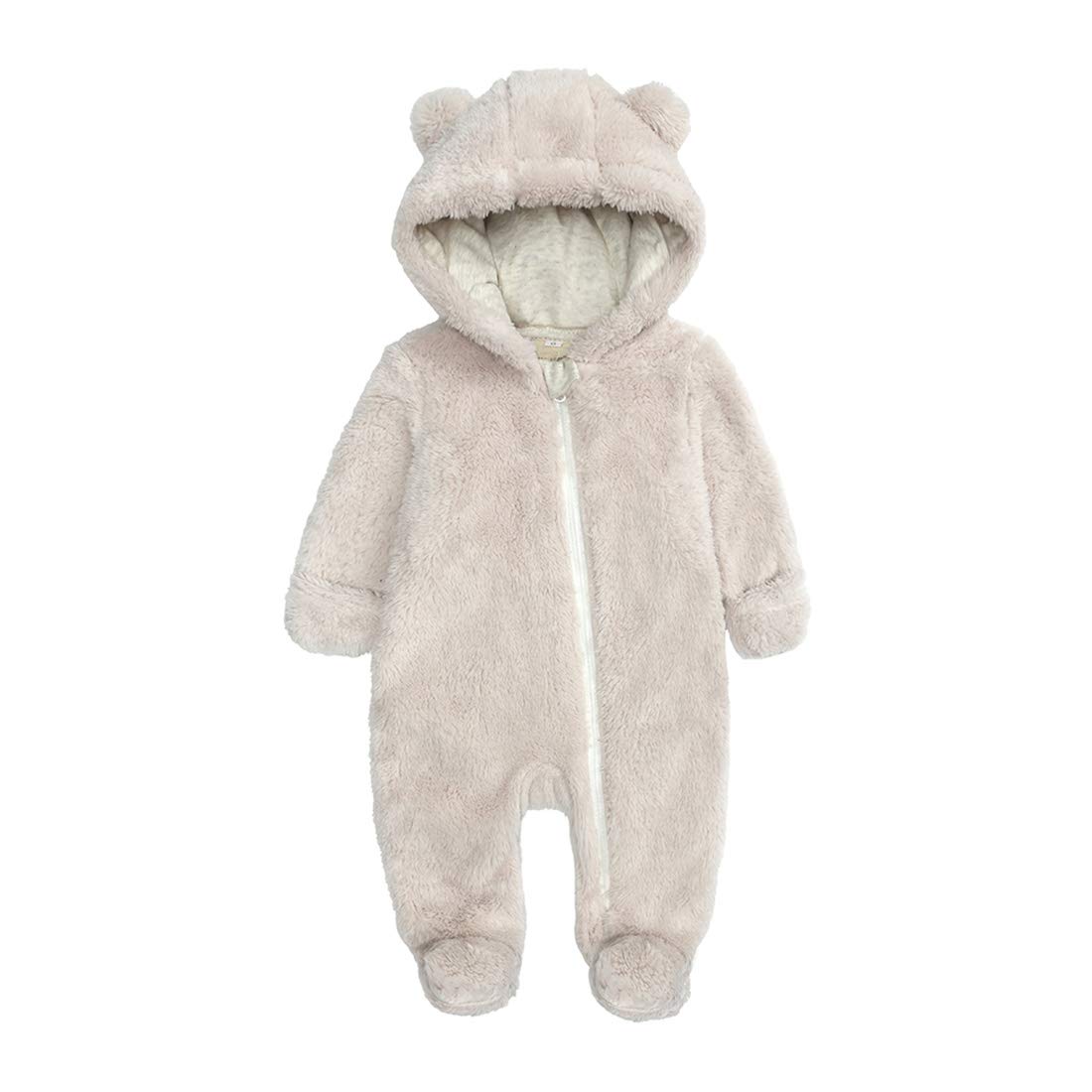 Babymine Newborn Baby Bear Fleece Hooded Romper Fall Warm Outfit Clothes