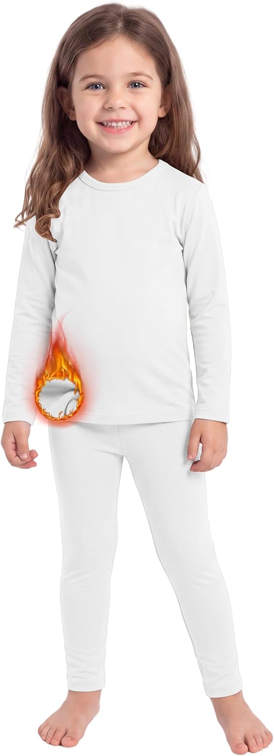 Toddler Fleece Lined Thermal Underwear Set Base Layer Long Johns for Kid ﻿